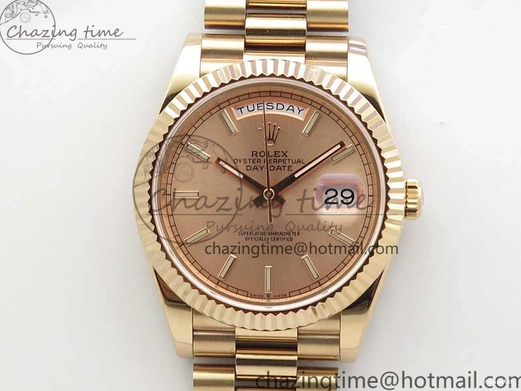 on 904 228239 Day-Date Version Dial President Stick Markers A2836 Bracelet RG RG RG New BP Dial 40mm 0313